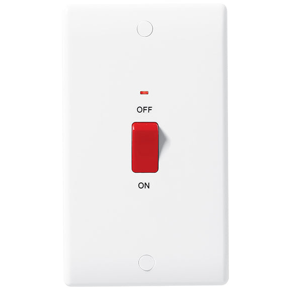 872 45A Double Pole Cooker Switch with Neon - Large Plate